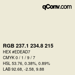 Código de color: RGB 237.1 234.8 215 | qconv.com