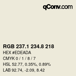 Color code: RGB 237.1 234.8 218 | qconv.com