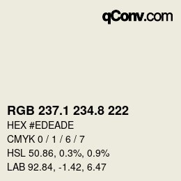 カラーコード: RGB 237.1 234.8 222 | qconv.com