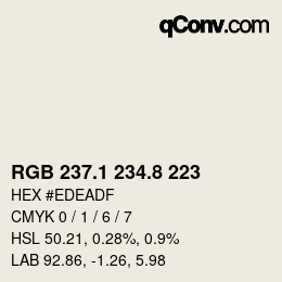 Color code: RGB 237.1 234.8 223 | qconv.com