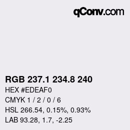 Color code: RGB 237.1 234.8 240 | qconv.com
