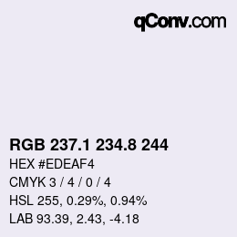 Color code: RGB 237.1 234.8 244 | qconv.com