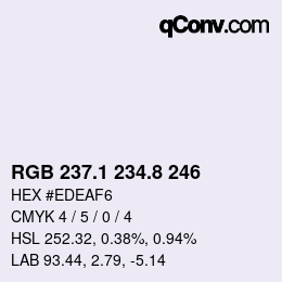 Color code: RGB 237.1 234.8 246 | qconv.com