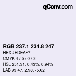 Color code: RGB 237.1 234.8 247 | qconv.com