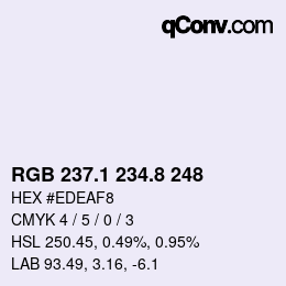 Color code: RGB 237.1 234.8 248 | qconv.com