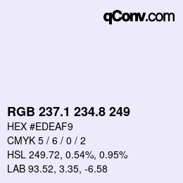 Color code: RGB 237.1 234.8 249 | qconv.com
