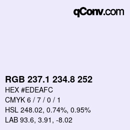 Color code: RGB 237.1 234.8 252 | qconv.com