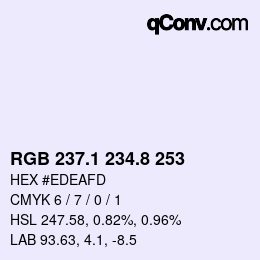 Color code: RGB 237.1 234.8 253 | qconv.com