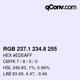 Color code: RGB 237.1 234.8 255 | qconv.com