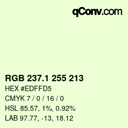 カラーコード: RGB 237.1 255 213 | qconv.com
