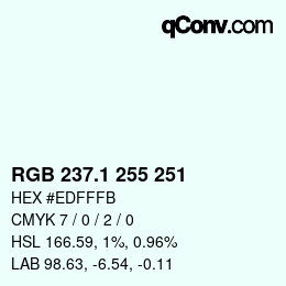 カラーコード: RGB 237.1 255 251 | qconv.com