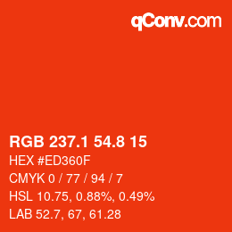 カラーコード: RGB 237.1 54.8 15 | qconv.com