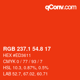 カラーコード: RGB 237.1 54.8 17 | qconv.com