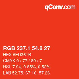 カラーコード: RGB 237.1 54.8 27 | qconv.com