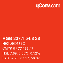 Color code: RGB 237.1 54.8 28 | qconv.com