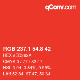 Color code: RGB 237.1 54.8 42 | qconv.com