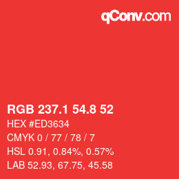 Color code: RGB 237.1 54.8 52 | qconv.com