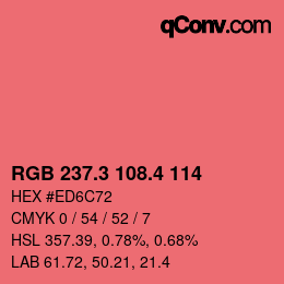 カラーコード: RGB 237.3 108.4 114 | qconv.com