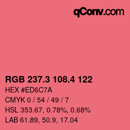 カラーコード: RGB 237.3 108.4 122 | qconv.com