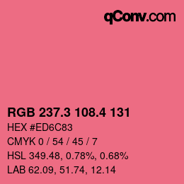 カラーコード: RGB 237.3 108.4 131 | qconv.com
