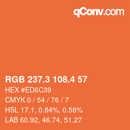 カラーコード: RGB 237.3 108.4 57 | qconv.com