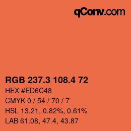 カラーコード: RGB 237.3 108.4 72 | qconv.com