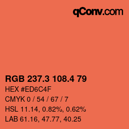 カラーコード: RGB 237.3 108.4 79 | qconv.com