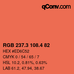 カラーコード: RGB 237.3 108.4 82 | qconv.com