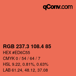 カラーコード: RGB 237.3 108.4 85 | qconv.com