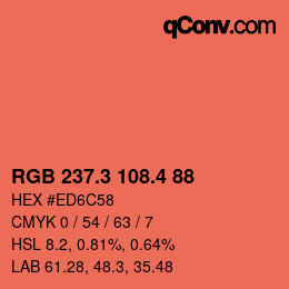 カラーコード: RGB 237.3 108.4 88 | qconv.com