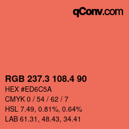 カラーコード: RGB 237.3 108.4 90 | qconv.com