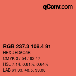 カラーコード: RGB 237.3 108.4 91 | qconv.com