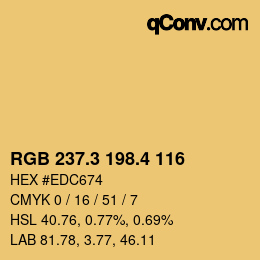 カラーコード: RGB 237.3 198.4 116 | qconv.com