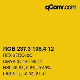 カラーコード: RGB 237.3 198.4 12 | qconv.com