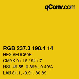 カラーコード: RGB 237.3 198.4 14 | qconv.com