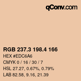 カラーコード: RGB 237.3 198.4 166 | qconv.com