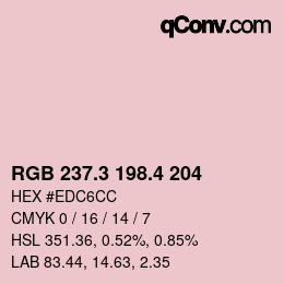 カラーコード: RGB 237.3 198.4 204 | qconv.com