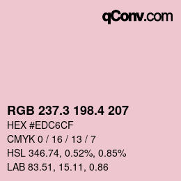 カラーコード: RGB 237.3 198.4 207 | qconv.com