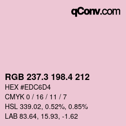 カラーコード: RGB 237.3 198.4 212 | qconv.com
