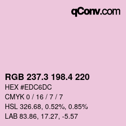 カラーコード: RGB 237.3 198.4 220 | qconv.com