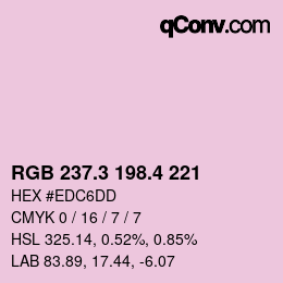 カラーコード: RGB 237.3 198.4 221 | qconv.com
