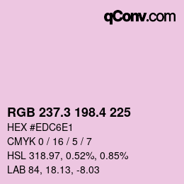 カラーコード: RGB 237.3 198.4 225 | qconv.com