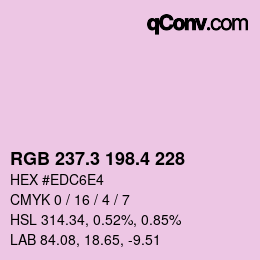 カラーコード: RGB 237.3 198.4 228 | qconv.com