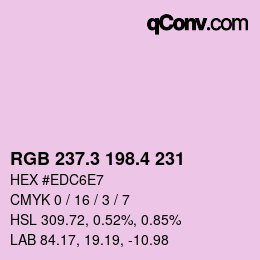 カラーコード: RGB 237.3 198.4 231 | qconv.com