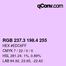カラーコード: RGB 237.3 198.4 255 | qconv.com