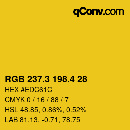 カラーコード: RGB 237.3 198.4 28 | qconv.com