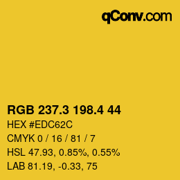 カラーコード: RGB 237.3 198.4 44 | qconv.com