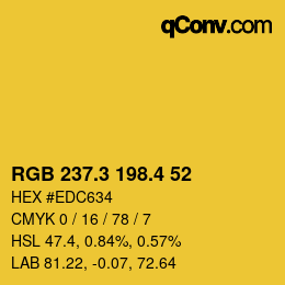 カラーコード: RGB 237.3 198.4 52 | qconv.com