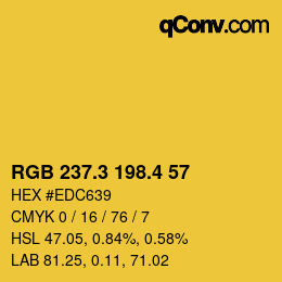 カラーコード: RGB 237.3 198.4 57 | qconv.com
