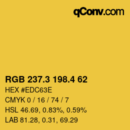 カラーコード: RGB 237.3 198.4 62 | qconv.com